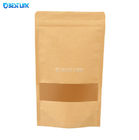 Custom Size Kraft Coffee Standing Pouch Food Grade Foil Kraft Paper Bags