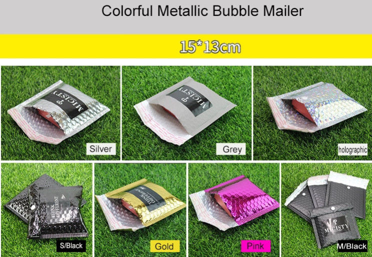 15x13cm Purple Metallic Bubble Mailer Easy Using With Excellent Shock Resistance