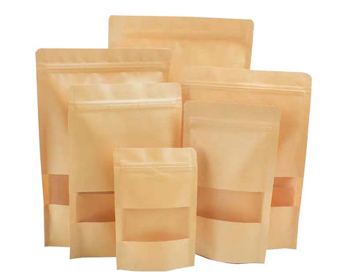 Clear Window Kraft Paper  Standing Food Pouch