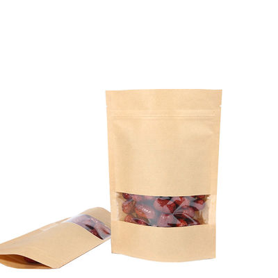 Clear Window Kraft Paper  Standing Food Pouch