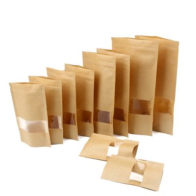 Clear Window Kraft Paper  Standing Food Pouch