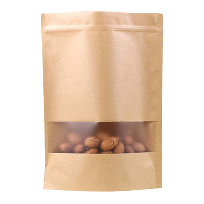 Clear Window Kraft Paper  Standing Food Pouch